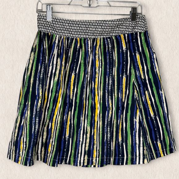 Anthropologie Porridge Striped Mini Skirt Size 6 Contrast Waistband Artsy Boho - Picture 1 of 8